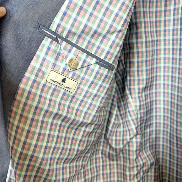 Southern Pines XL Blue Sport Coat Two Button Jacket 100% Cotton Easter Men’s - Picture 8 of 16